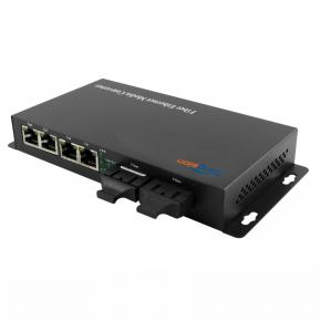 10 / 100Mbps 2Fiber + 4RJ45 Ports Duplex Fiber Media Converter