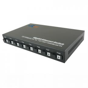 10/100 / 1000Mbps 8Fiber + 2RJ45 Ports Simplex Fiber Media Converter